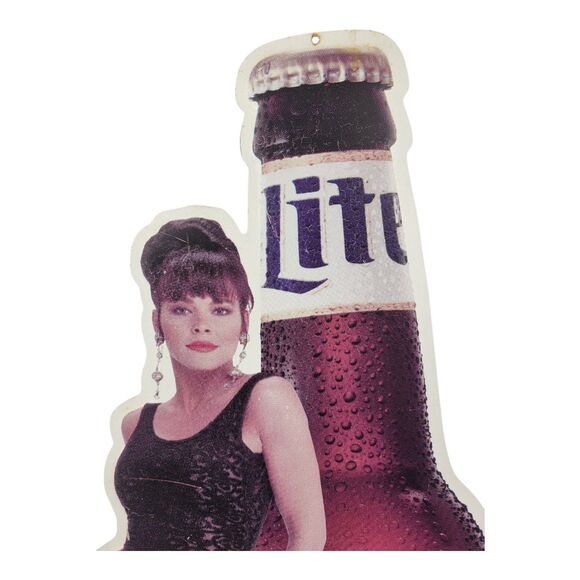 Vintage Miller Lite Metal Bar Sign With Model 24x10 - Picture 4 of 8